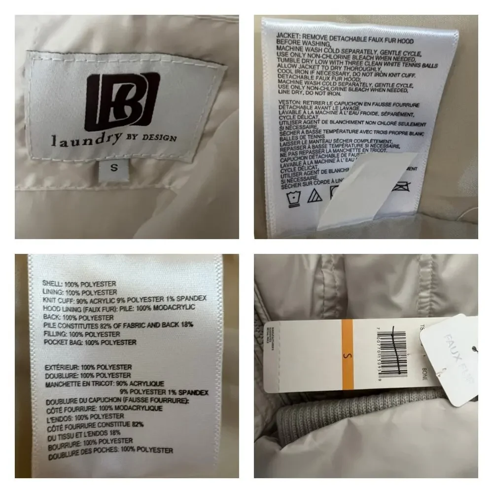 Laundry By Design Faux Fur Hooded Puffer Parka Jacket Size S - Picture 13 of 14